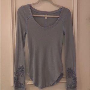 Light Blue Waffle Top